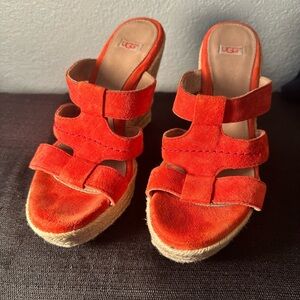 UGG platform wedge suede orange sandals size 6.5